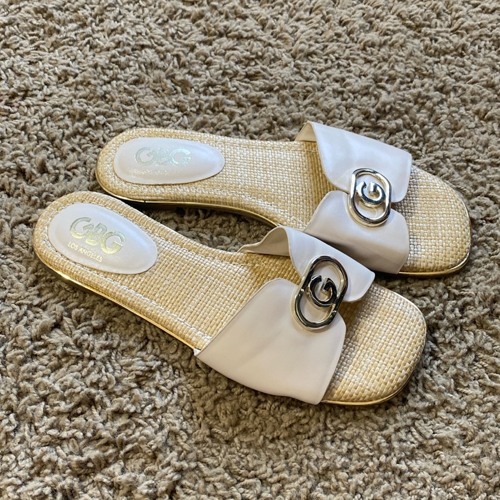 Pinkish nude and gold sandals